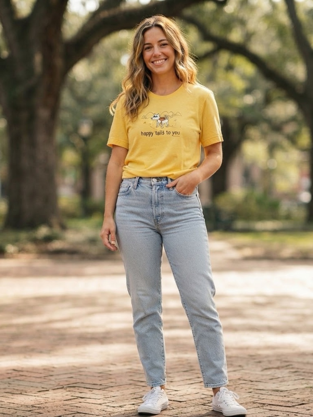 Teddy the Dog yellow crew neck graphic tee size small.